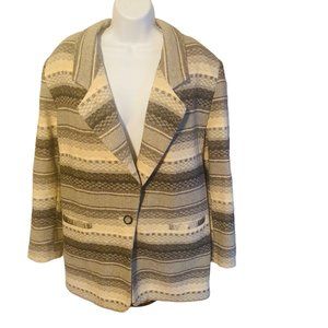 Braeton gray black and tan southwest print wool blend coat size XL